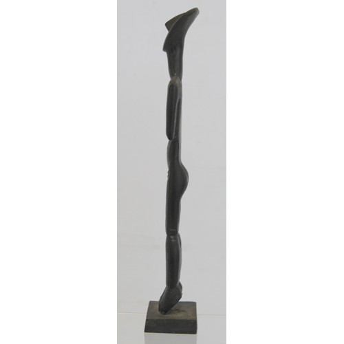 231 - 20th century modernist cast bronze stylised standing figure on rectangular plinth base, 20cm high.