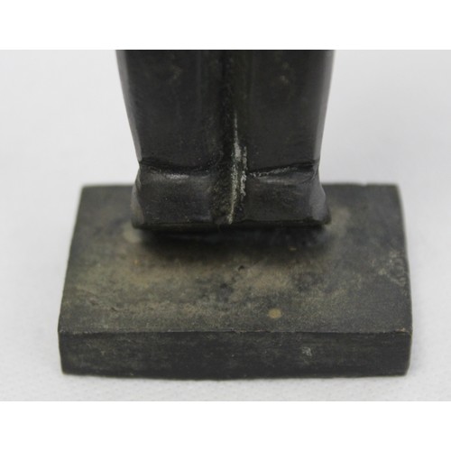 231 - 20th century modernist cast bronze stylised standing figure on rectangular plinth base, 20cm high.