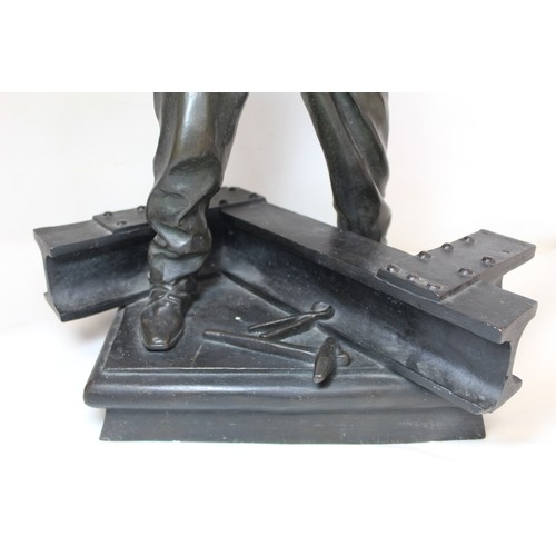 235 - French patinated bronze sculpture of a metal worker riveting beams after an original by Achille Emil... 