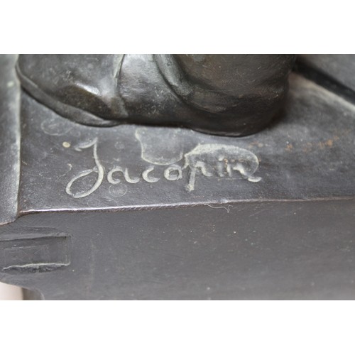 235 - French patinated bronze sculpture of a metal worker riveting beams after an original by Achille Emil... 