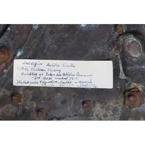 235 - French patinated bronze sculpture of a metal worker riveting beams after an original by Achille Emil... 