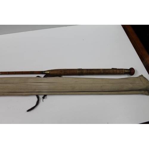 101 - J J S Walker Bampton and Co of Alnwick 10ft 5in three section split cane fishing rod 