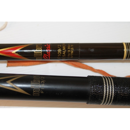 105 - Milbro F153/2 salmon rod, a Milbro Classic F92/2 truefly 80 fishing rod, Milbro Classic F109/2 Verre... 
