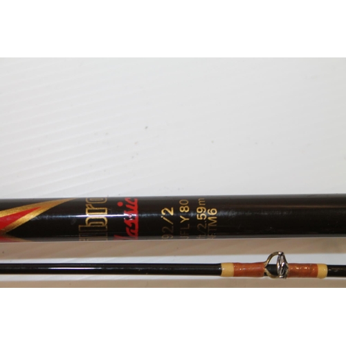 105 - Milbro F153/2 salmon rod, a Milbro Classic F92/2 truefly 80 fishing rod, Milbro Classic F109/2 Verre... 