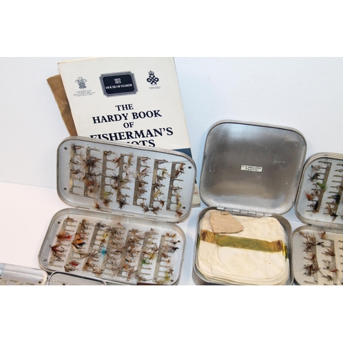 121 - Wheatley Silmalloy and other fly tins and contents fishing flies