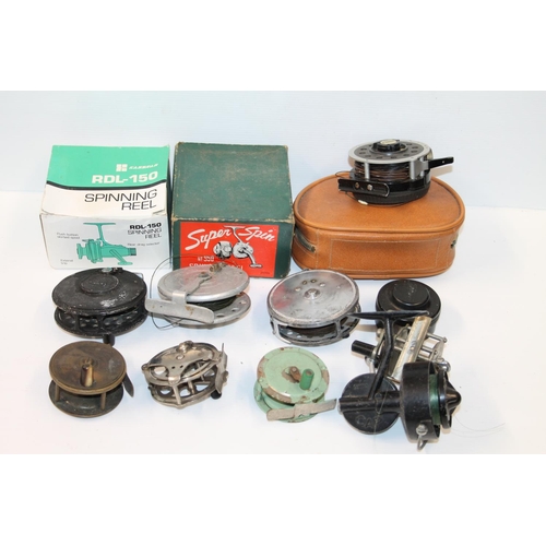 132 - Fishing reels including Daiwa 233, Mitchell 304, Garcia Mitchel 710, Superspin 950 boxed, Kassnar RD... 