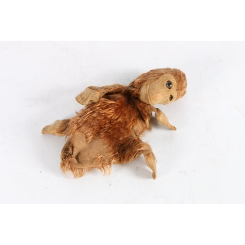 244 - Early plush glove puppet soft toy in the form of a monkey, 21cm tall.