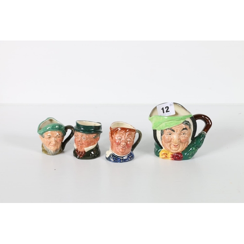 12 - Four Royal Doulton character jugs including Sairey Gamp, Auld Mac D6253, Fat Boy and Mr Pickwick, (4... 