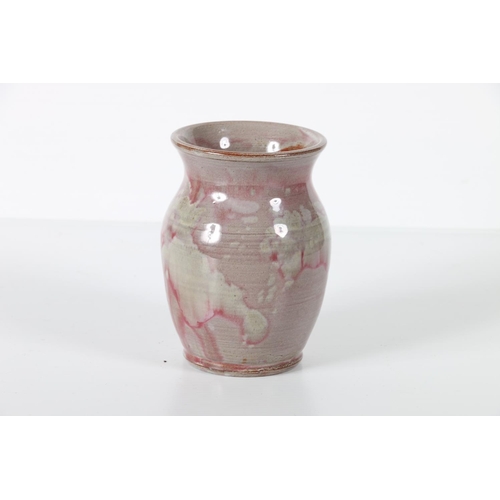 27 - Welsh Studio Ewenny Pottery baluster vase, signed to base, 13cm tall.