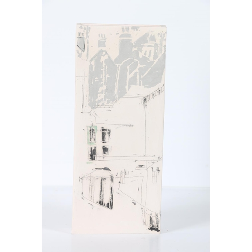 32 - Studio Pottery vase in the form of a house by Yates, 27cm tall.