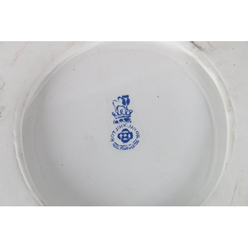 40a - Doulton Burslem style round plaque, flow blue 'Babes in the Wood' central image, with cobalt border,... 