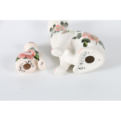 5 - Two Griselda Hill Pottery Wemyss style Galle style cats, 18cm and 8cm tall, (2).