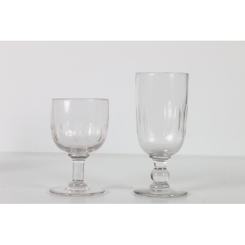 82 - Two antique style glasses with finger cut decoration to bowl, 16cm and 12cm.