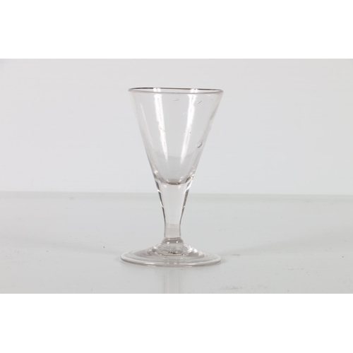 84 - Antique style ale glass of tapering form, 11cm.