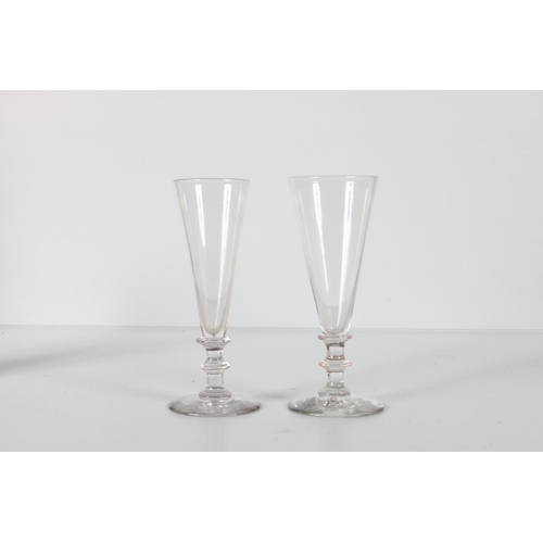 86 - Near pair of antique style tapering ale glasses, 17cm.