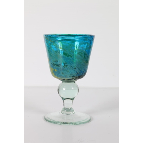 97 - Mdina Glass goblet, Michael Harris design, signed and dated to base, 1978, 16.5cm.