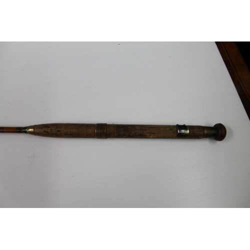 101 - J J S Walker Bampton and Co of Alnwick 10ft 5in three section split cane fishing rod 
