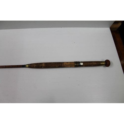 102 - J J S Walker Bampton and Co of Alnwick 11ft 2in three section split cane fishing rod 