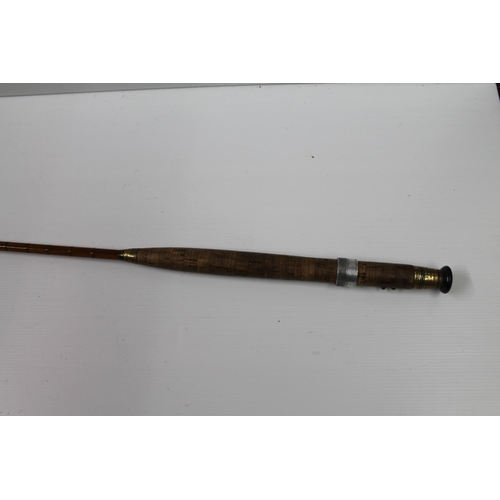 103 - J J S Walker Bampton and Co of Alnwick 9ft 9in three section split cane fishing rod 