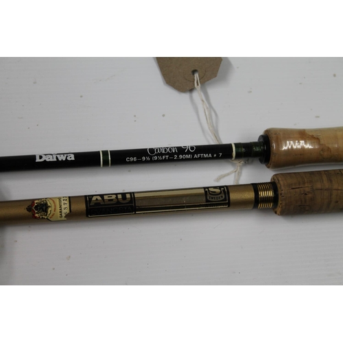 126 - Abu Svangsta two-piece fishing rod and a Daiwa carbon 96 #7 9 1/2 ft fishing rod, (2)