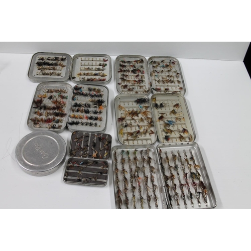 134 - Wheatley Silmalloy fly tin and others including fishing flies