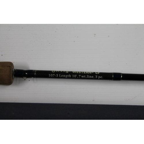 141 - Orvis Western 2 CF 107-3, 10' 7wt, three piece fishing rod, cased