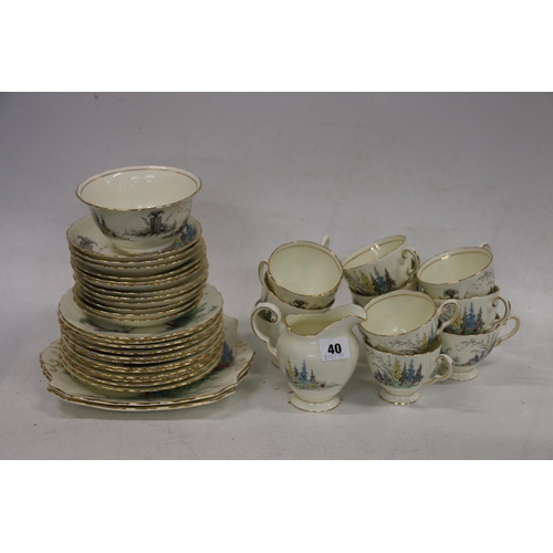 40 - Plant Tuscan china teaset decorated with foxglove pattern.&nbsp;