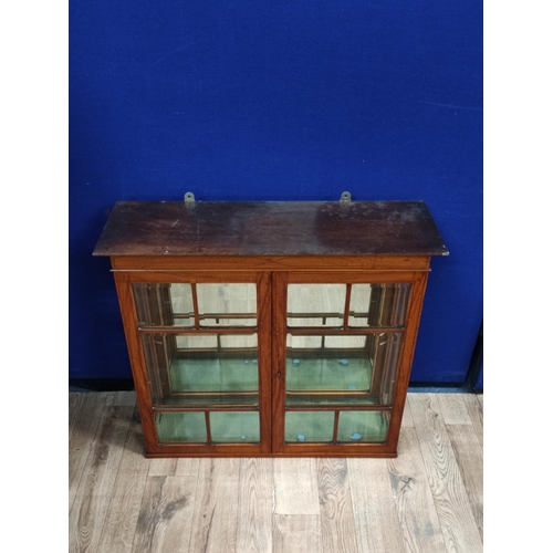 622 - George III style display cabinet, with two glazed doors enclosing later glass shelves, with brackets... 