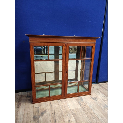 622 - George III style display cabinet, with two glazed doors enclosing later glass shelves, with brackets... 