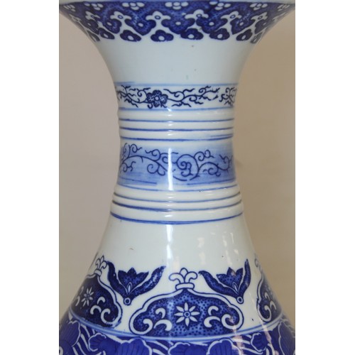 270 - Large Chinese blue and white vase of baluster form with transfer floral and foliate scroll decoratio... 