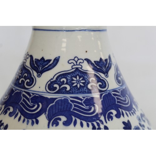 270 - Large Chinese blue and white vase of baluster form with transfer floral and foliate scroll decoratio... 