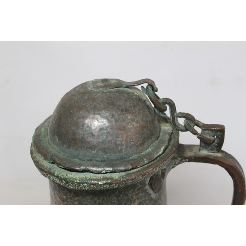 279 - 19th century large Middle Eastern or North African tinned beaten copper ewer of baluster form with s... 