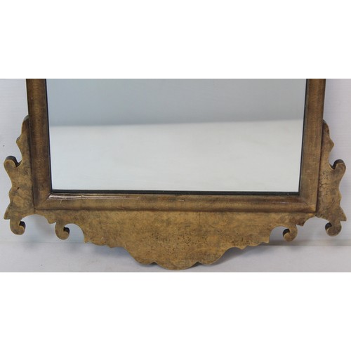 284 - Georgian style walnut veneered wall mirror with fret cut frame, 68cm high.