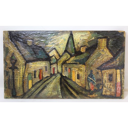 291 - MARKEY ROBINSON (IRISH 1917-1999).Ledbetter (Leadbetter) Street. Belfast.Oil on board.18cm x 32cm.In... 