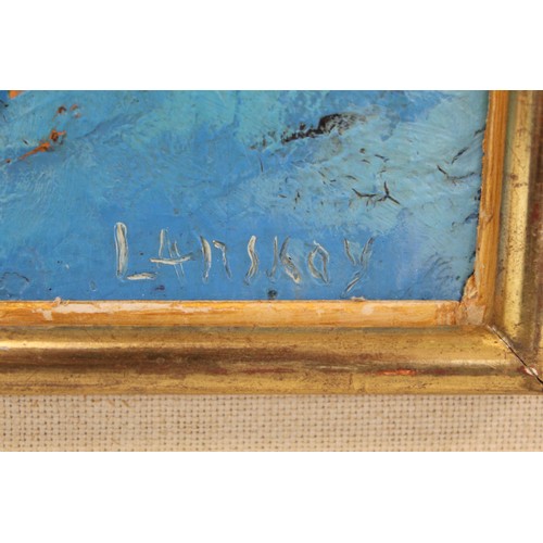 294 - ATTRIBUTED TO ANDRE LANSKOY (RUSSIAN 1902-1976).Abstract in blue.Oil on canvas framed under glass.63... 