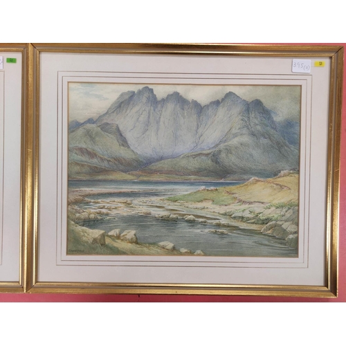 361 - ERNEST F. HILL 1950.Glen Varrigill, Skye & Cuillins, Torrin - a pair.Watercolour.Each 30cm x 39c... 