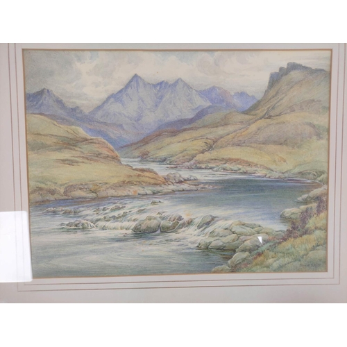 361 - ERNEST F. HILL 1950.Glen Varrigill, Skye & Cuillins, Torrin - a pair.Watercolour.Each 30cm x 39c... 