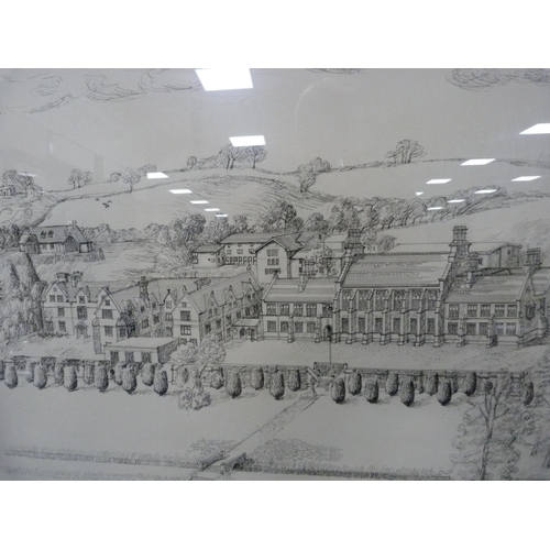 40 - HUGH DAVIES, houses and trees, drawing.