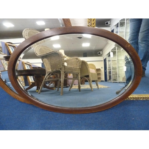 52 - Gilt wall mirror and two oval adapted mirrors (previously from dressing tables).