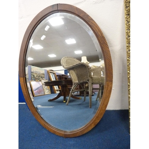 52 - Gilt wall mirror and two oval adapted mirrors (previously from dressing tables).