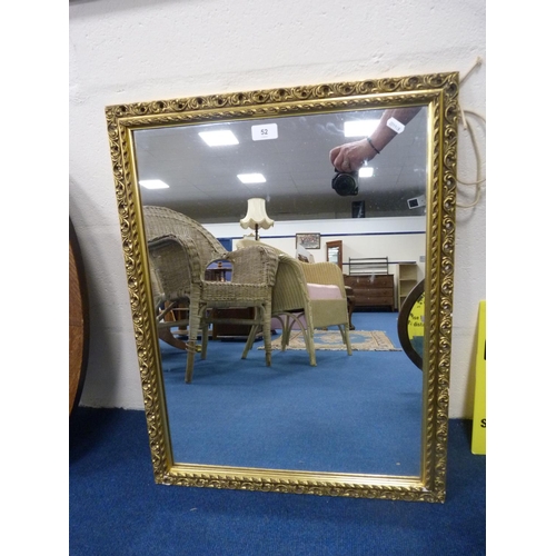 52 - Gilt wall mirror and two oval adapted mirrors (previously from dressing tables).