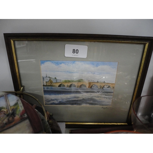 80 - Collection of grapefruit dishes, collector's plates, colour print etc.