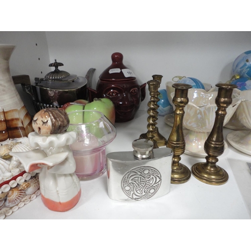 96 - Novelty jar and cover, sugar dispenser modelled as an apple, four sundae dishes, china plates, novel... 