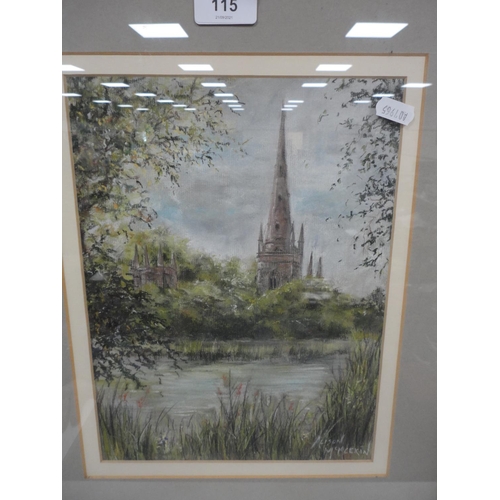 103 - ALISON MCMEEKIN, cathedral and river scene, watercolour, also a signed limited edition print.
