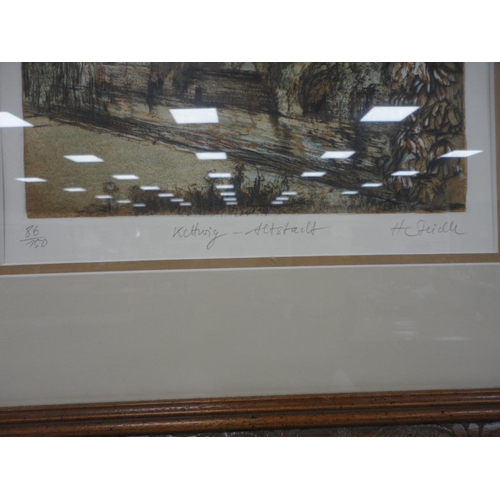 103 - ALISON MCMEEKIN, cathedral and river scene, watercolour, also a signed limited edition print.