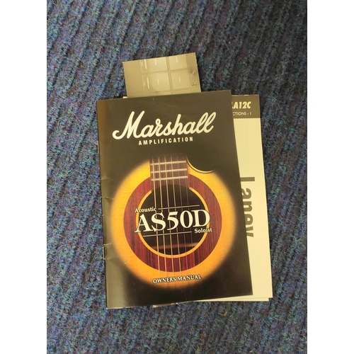 603 - Marshall model AS50D soloist amplifier with lead and manual, also another smaller amplifier.