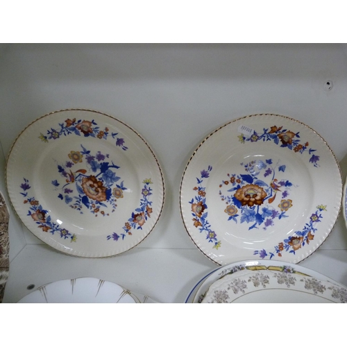 104 - Mason's Regency pattern dinner plate, pair of Gray's Pottery floral decorated plates, biscuit plates... 