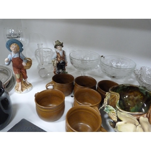 106 - Wade King George IV Scotch Whisky jug, EP photograph frame, marcasite-style brooch, glass bowls, two... 