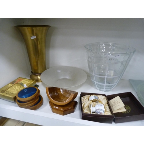 112 - Two Nao bird groups, Border collector's plates, china-headed dolls, green enamel pot and cover, mode... 