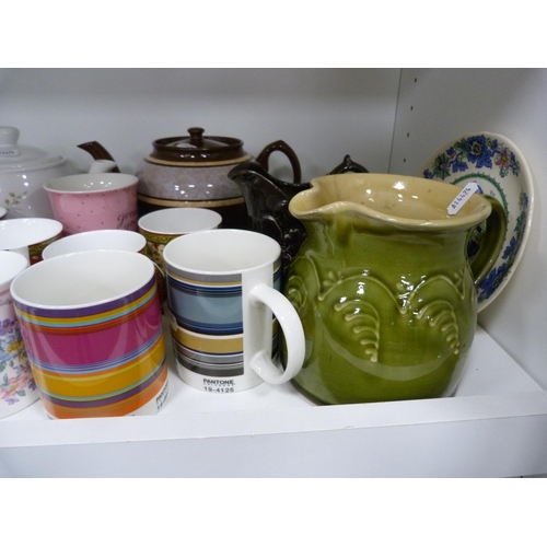 115 - Collection of art pottery including vases, some marked to the underside, German-style jugs, modern m... 